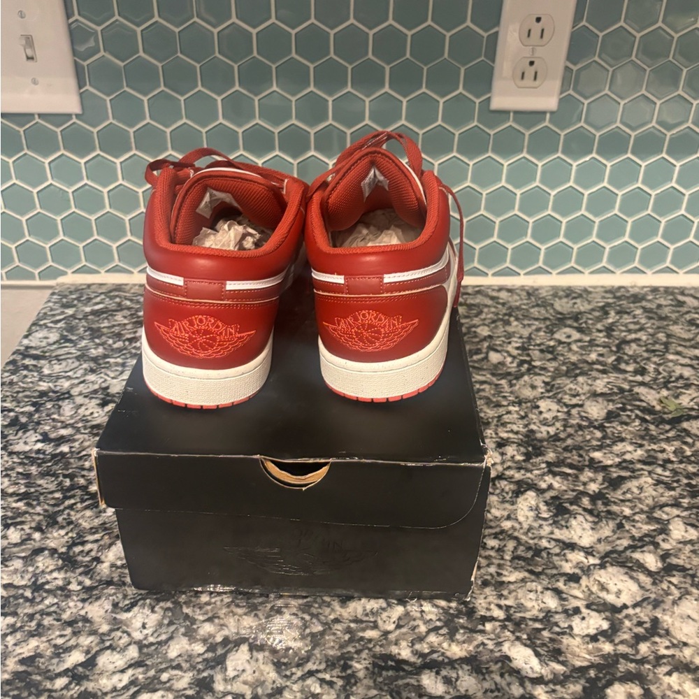 Jordan Red and White Athletic Shoes